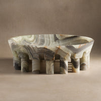 Studio H Collection Pomona Stone Footed Bowl Large - Green Onyx