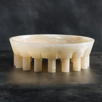 Studio H Collection Pomona Stone Footed Bowl Large - Ivory Onyx