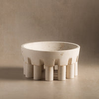 Studio H Collection Pomona Stone Footed Bowl Small - Cream Limestone