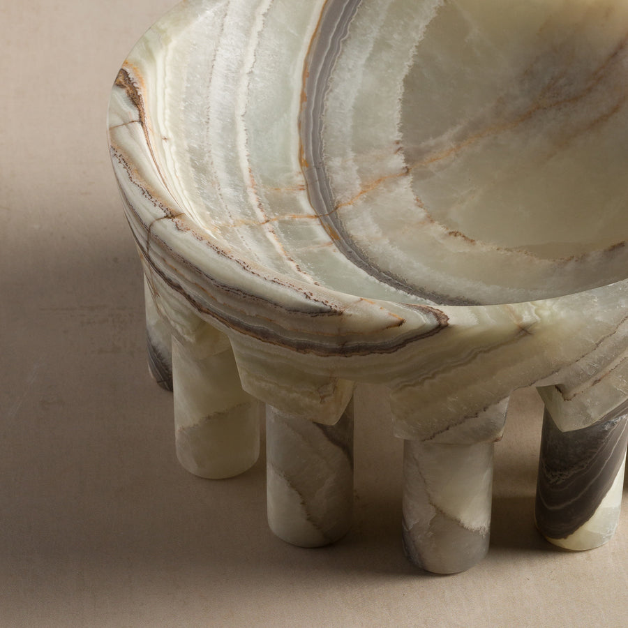 Studio H Collection Pomona Stone Footed Bowl Small - Green Onyx