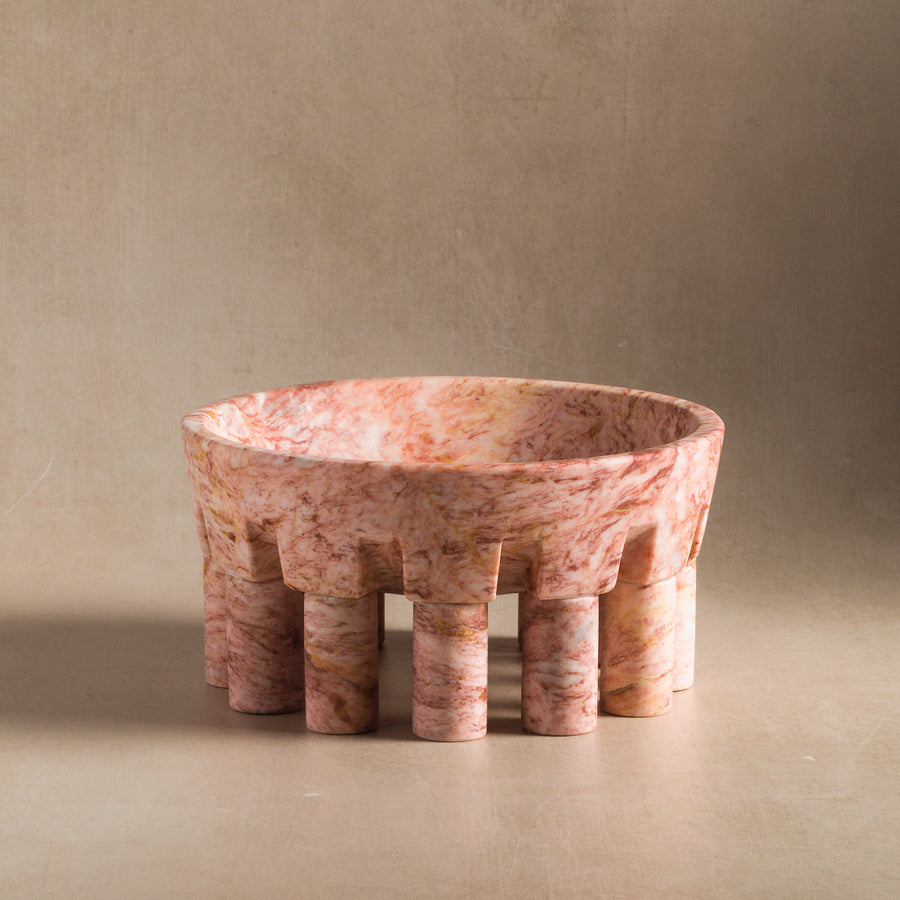 Studio H Collection Pomona Stone Footed Bowl Small - Rose Marble