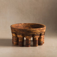 Studio H Collection Pomona Stone Footed Bowl Small - Rust Travertine