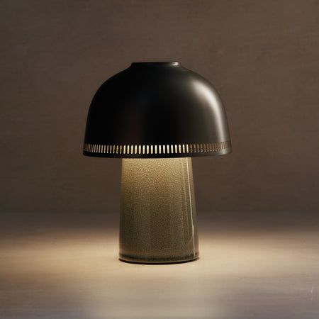 Raku Portable Table Lamp in Beige Grey/Aluminum