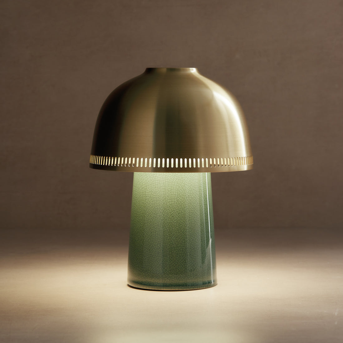 Raku Portable Table Lamp in Blue Green/Brass