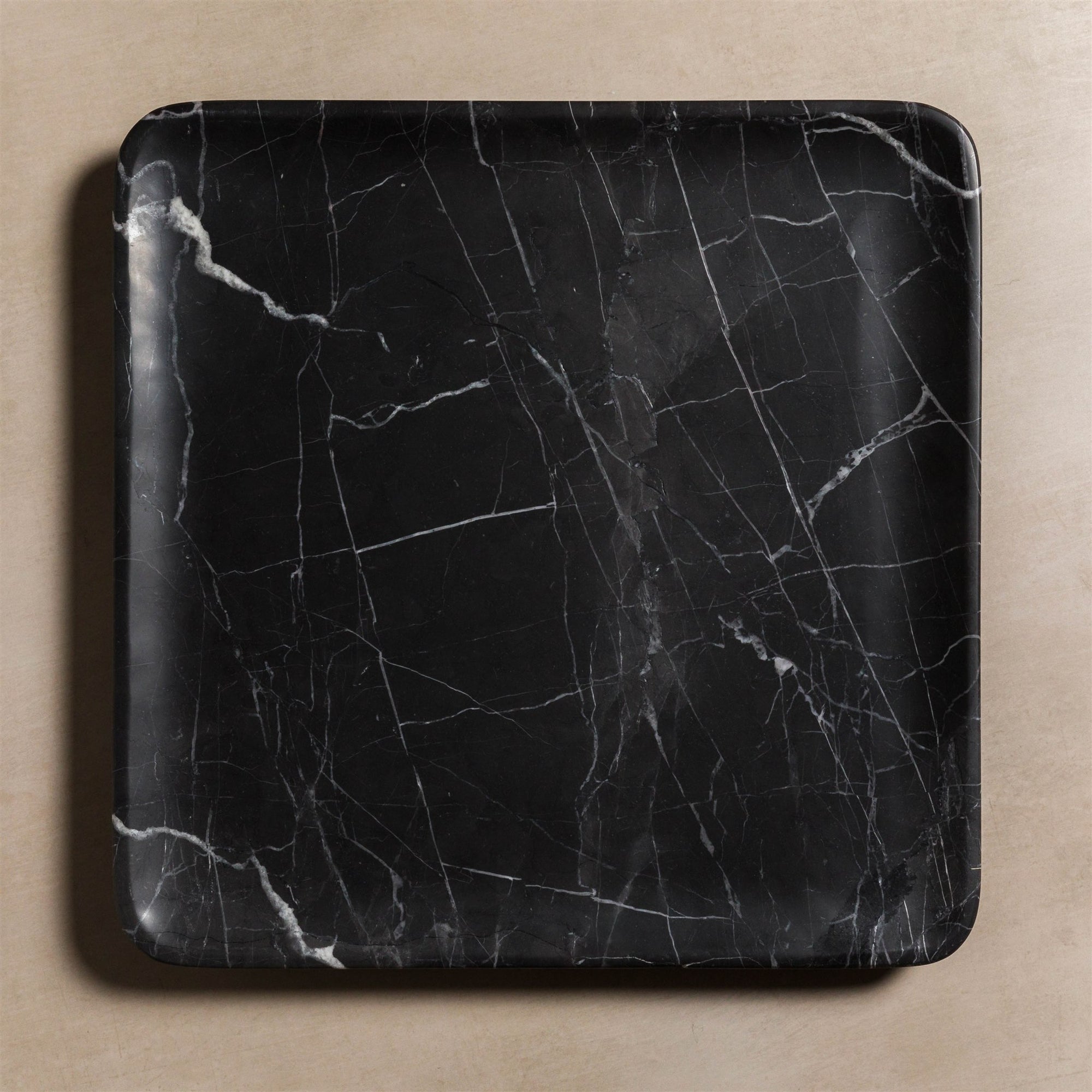 Livia Square Stone Tray -  Black Marble