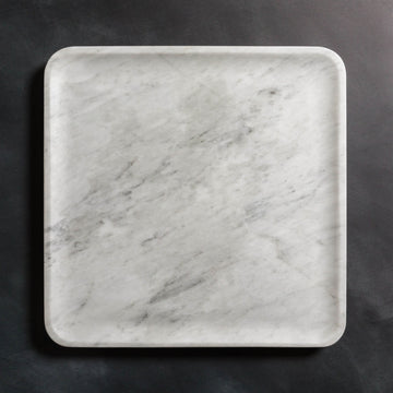 Livia Square Stone Tray - White Marble