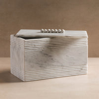 Studio H Collection Jonah Rectangular Stone Box - White Marble