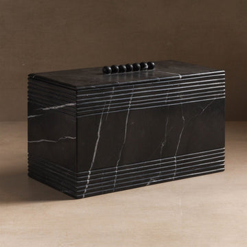 Studio H Collection Jonah Rectangular Stone Box - Black Marble