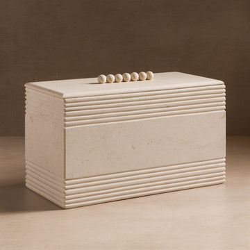 Studio H Collection Jonah Rectangular Stone Box - Cream Limestone
