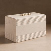 Jonah Rectangular Stone Box - Cream Limestone