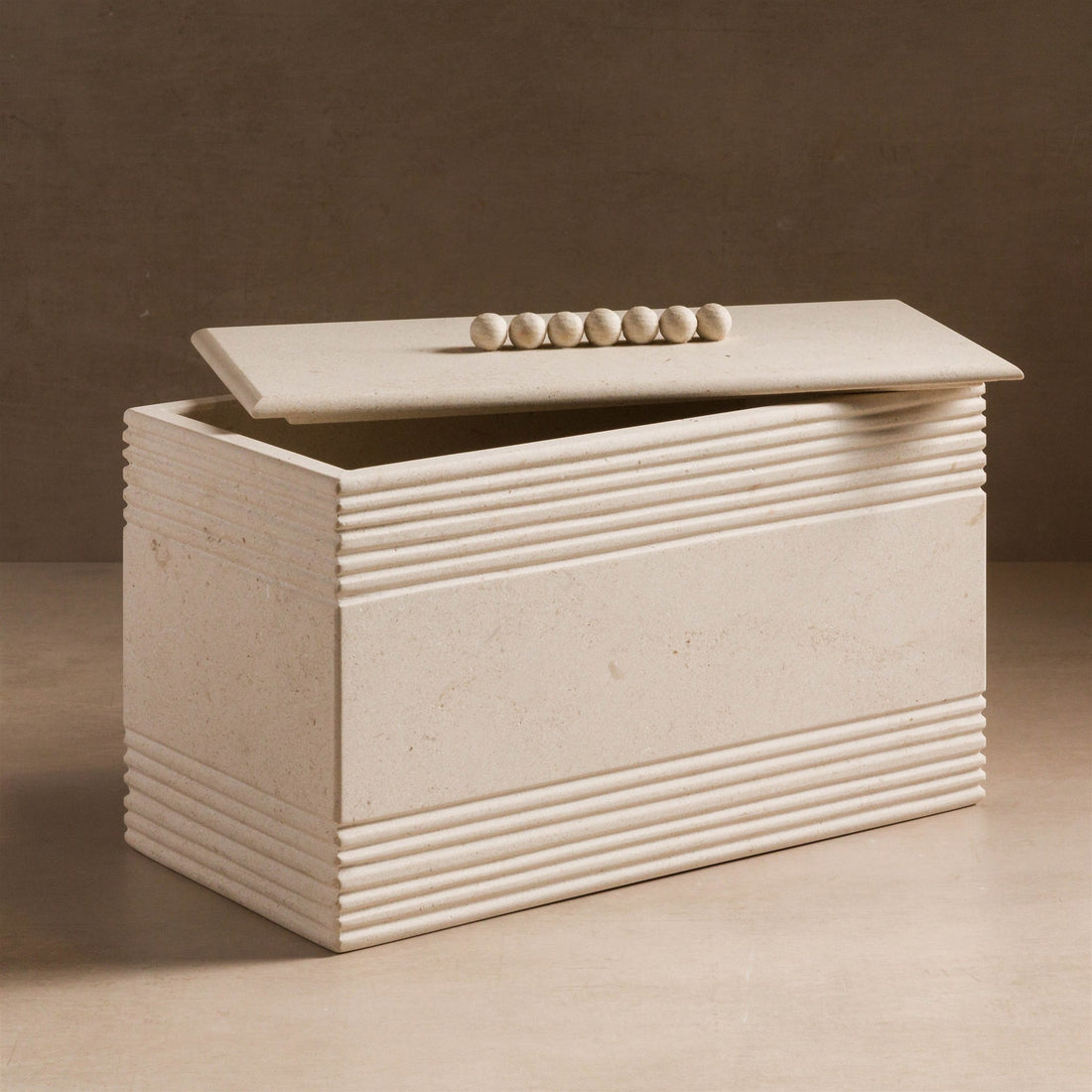 Jonah Rectangular Stone Box - Cream Limestone